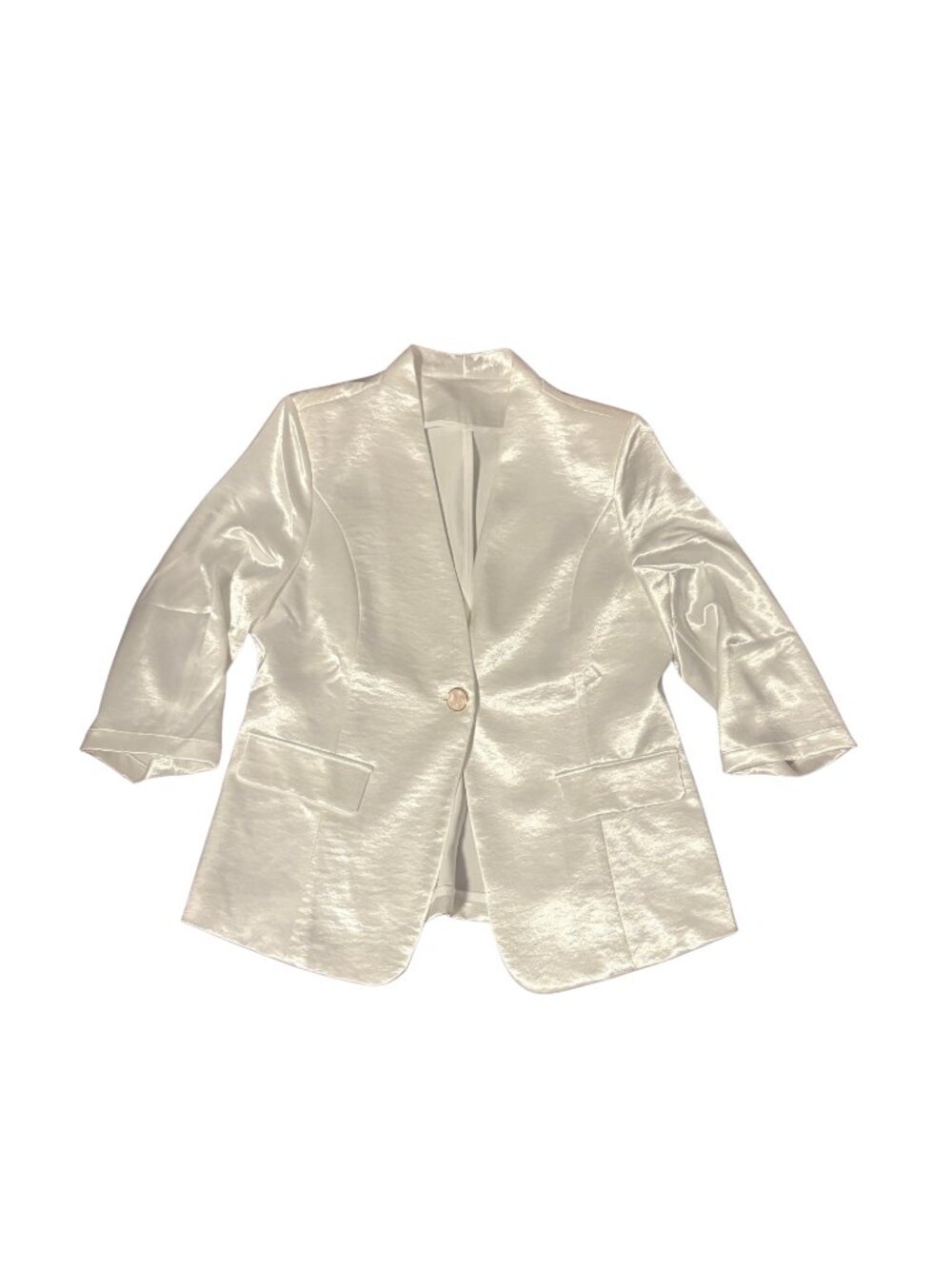 Off-White color Satin Blazer with Shoulder Pads